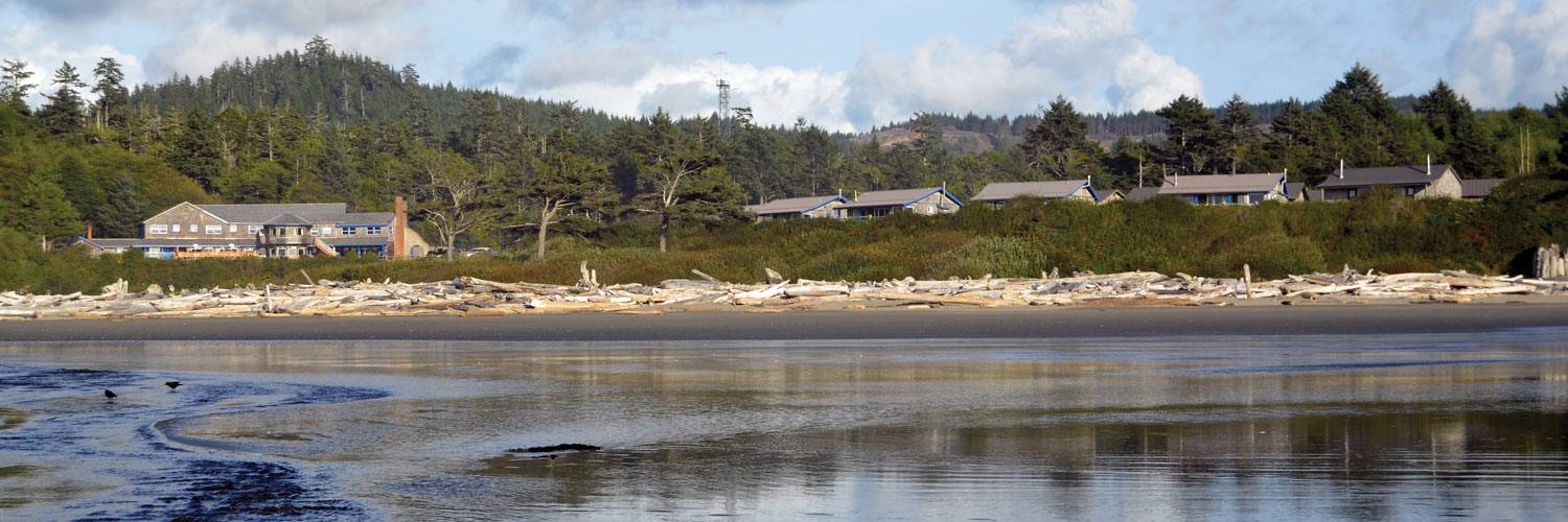 View of Kalaloch Lodge and beach from the water